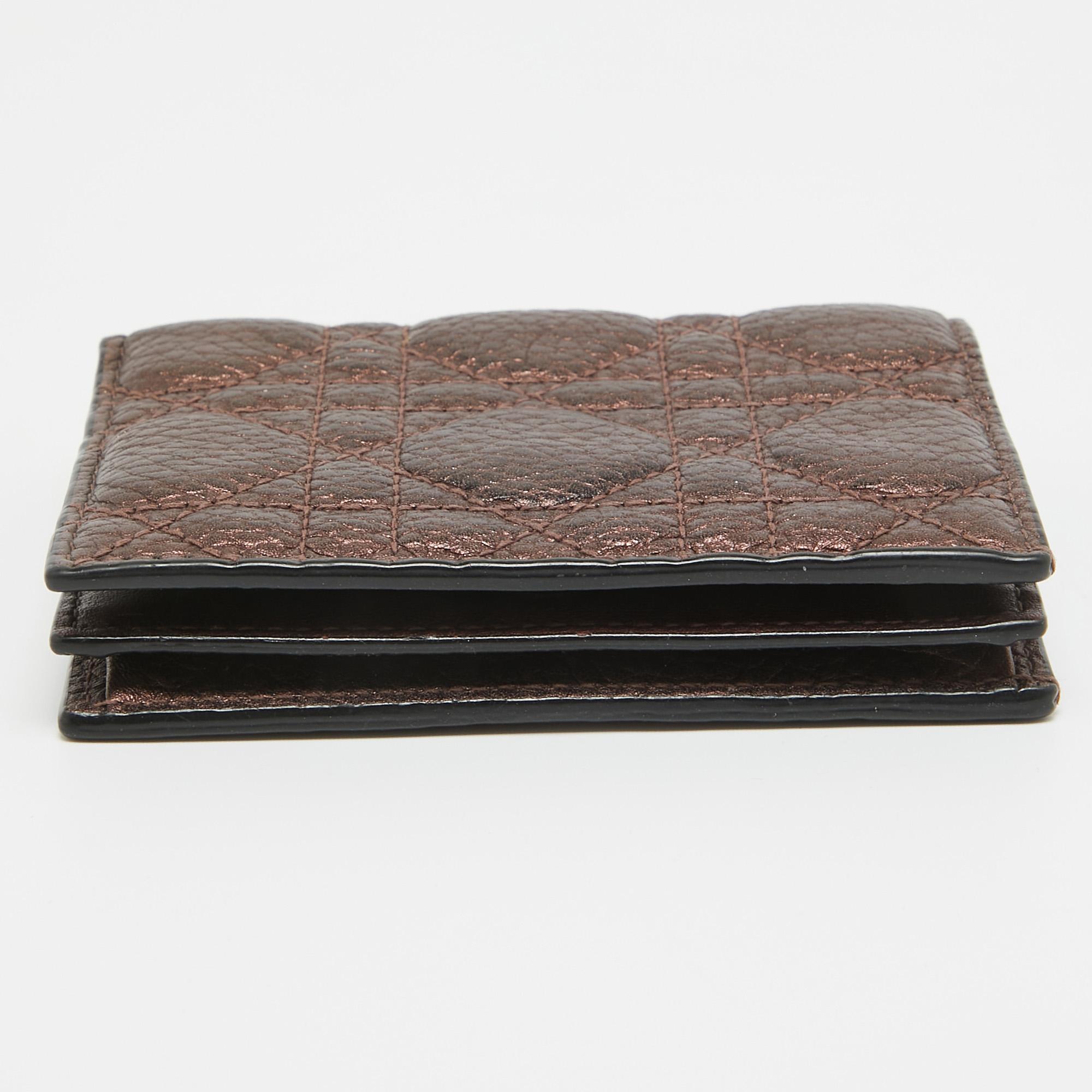 Dior Bronze Cannage Pelle Lady Dior Flap Card Case in vendita 1