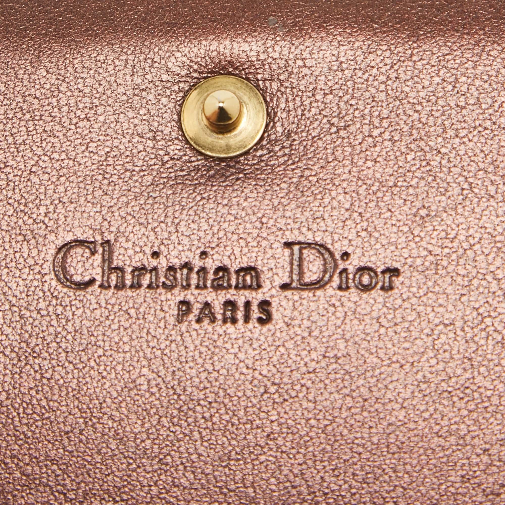Dior Bronze Cannage Pelle Lady Dior Flap Card Case in vendita 2