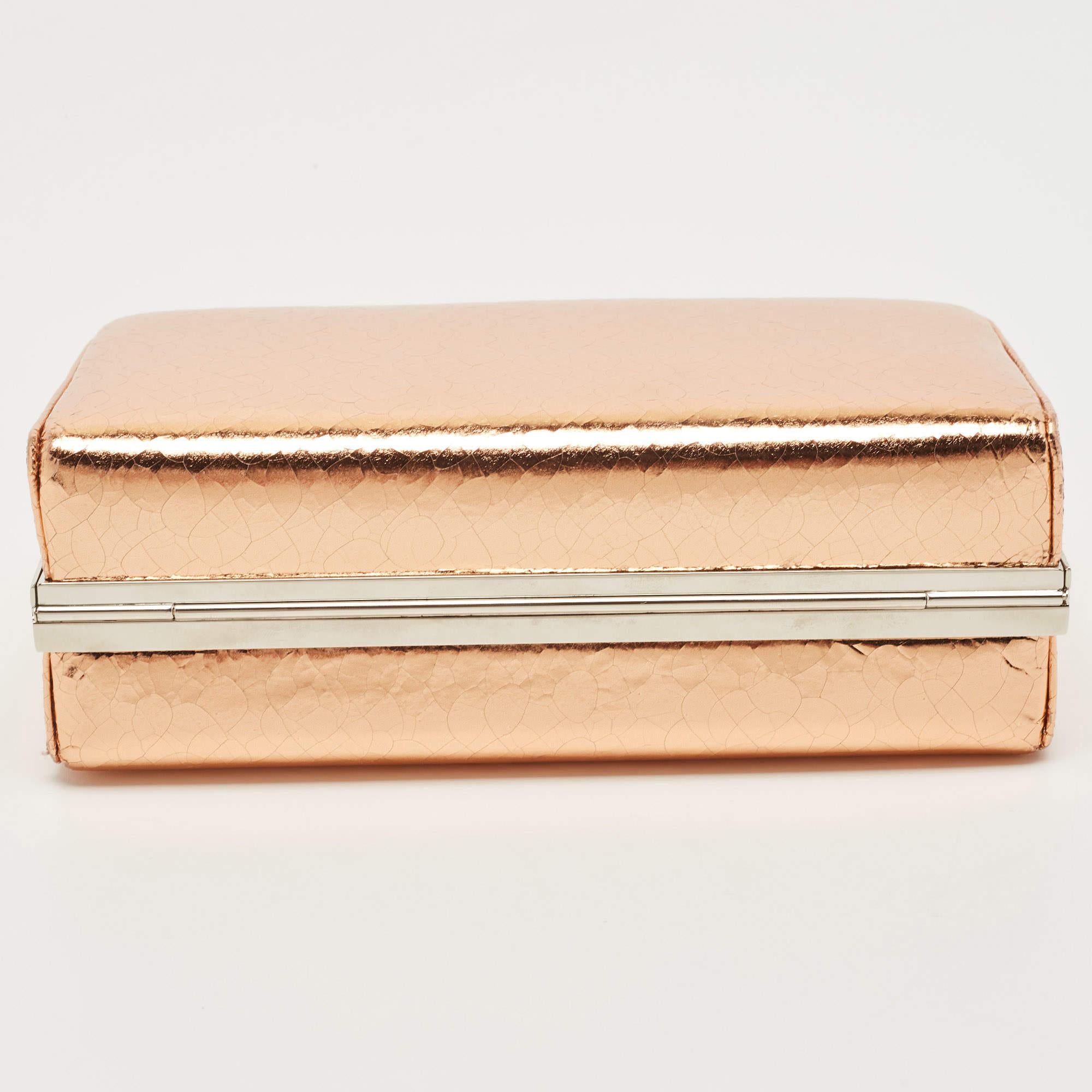 Dior Bronze Folie Lederrahmen-Clutch mit Rahmen (Orange) im Angebot