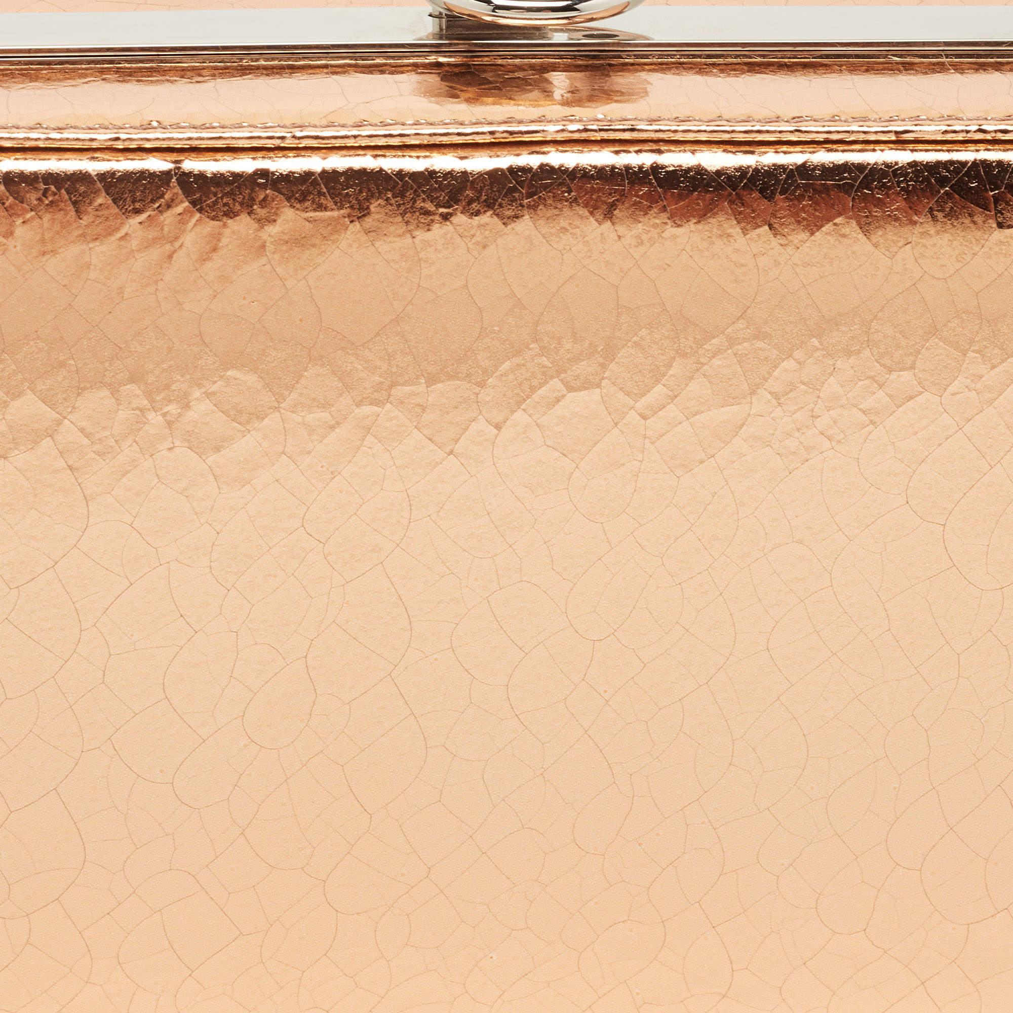 Dior Bronze Foil Leather Frame Clutch In Good Condition For Sale In Dubai, Al Qouz 2