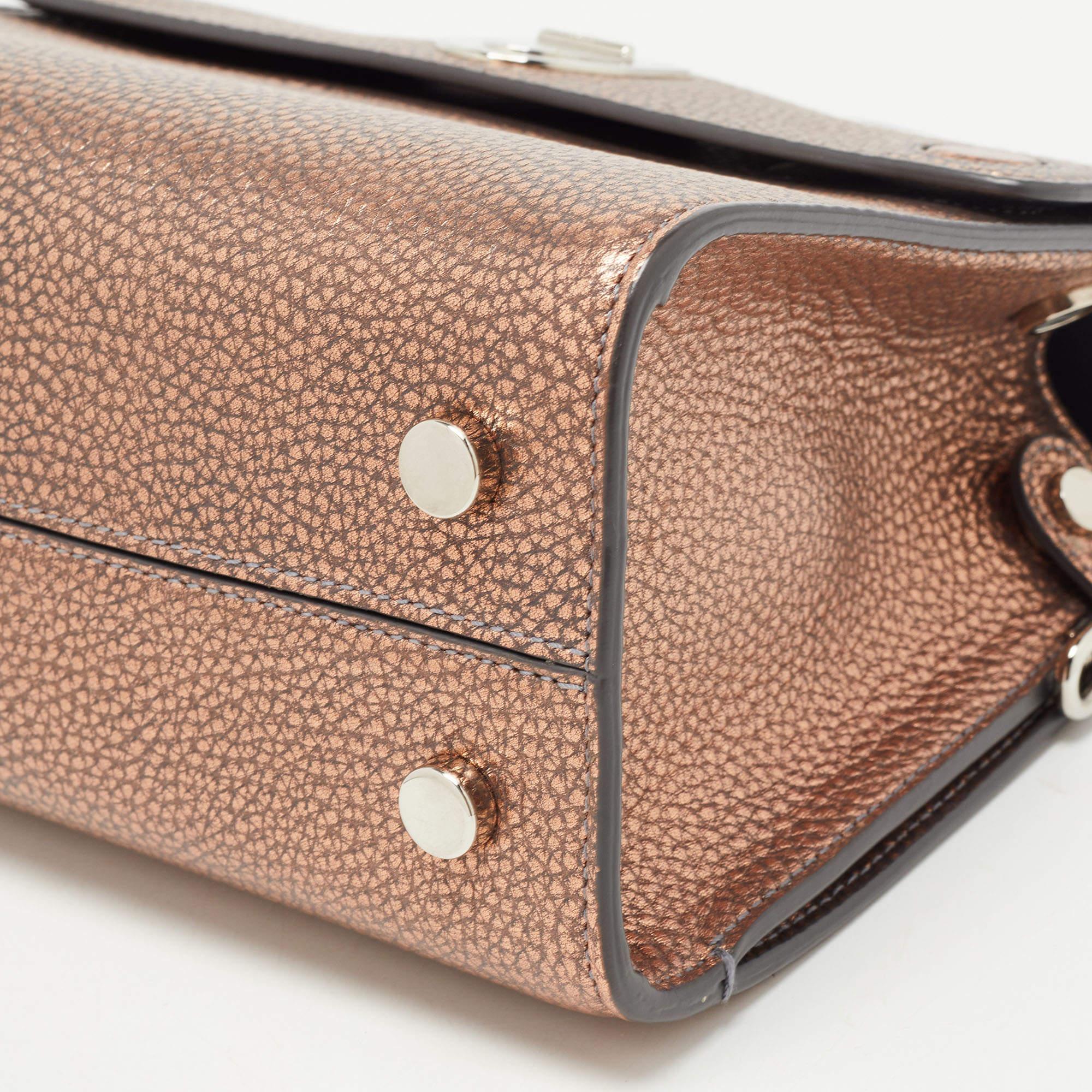Dior Bronze Leather Mini Diorever Tote For Sale 8