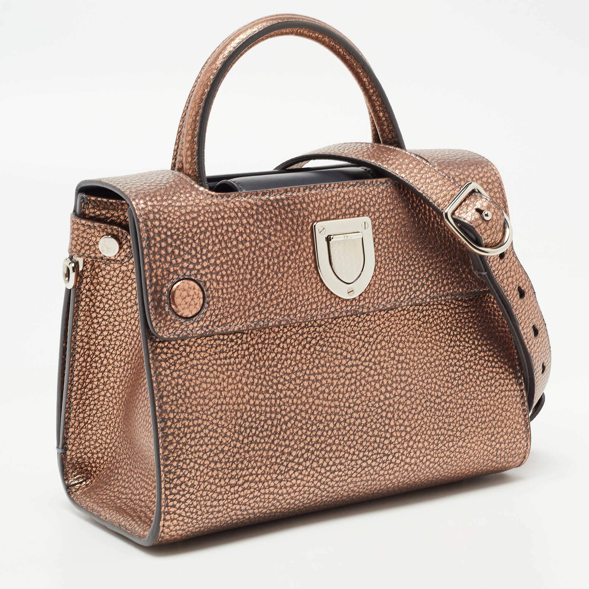 Dior Bronze Leather Mini Diorever Tote For Sale 10