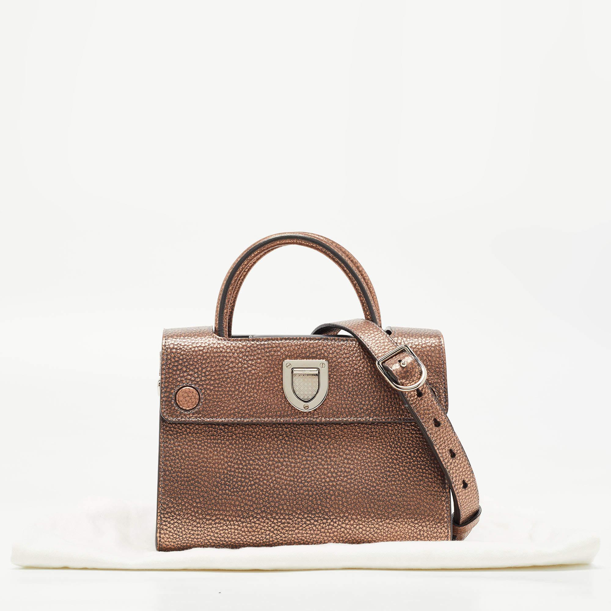 Brown Dior Bronze Leather Mini Diorever Tote For Sale