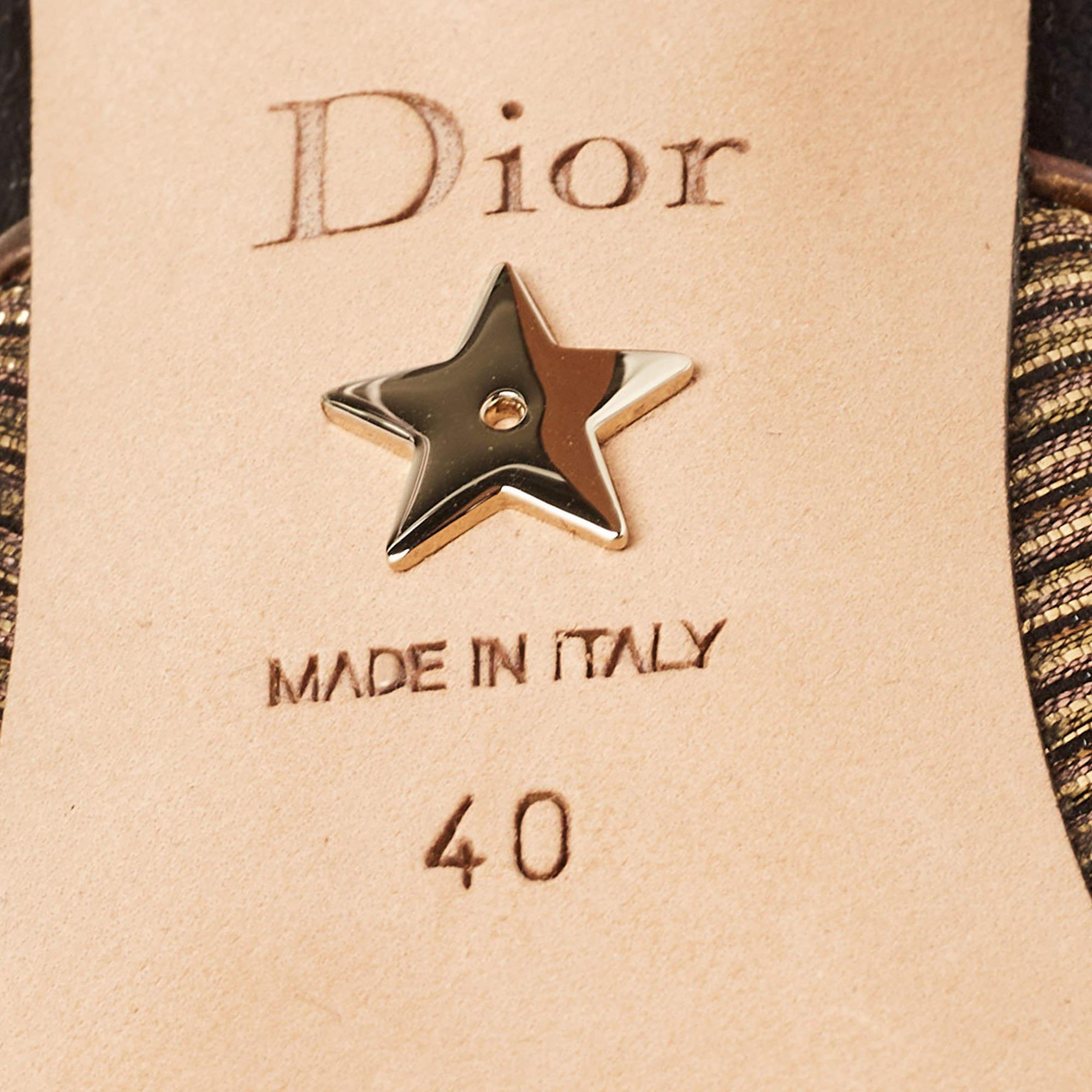 Dior Bronze Lurex Fabric J'adior Slingback Pumps Size 40 2