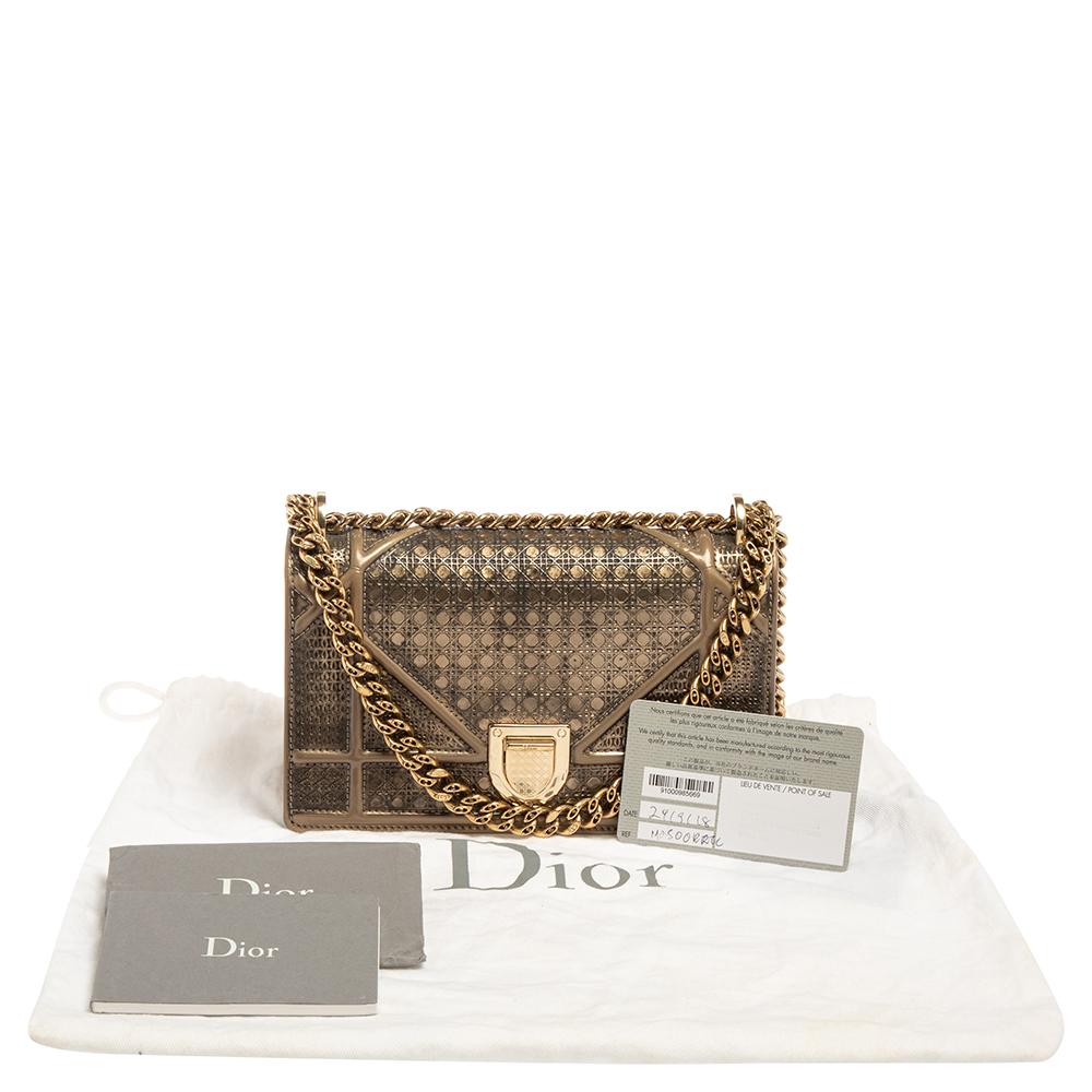 Dior Bronze MIcrocannage Patent Leather Mini Diorama Shoulder Bag 8