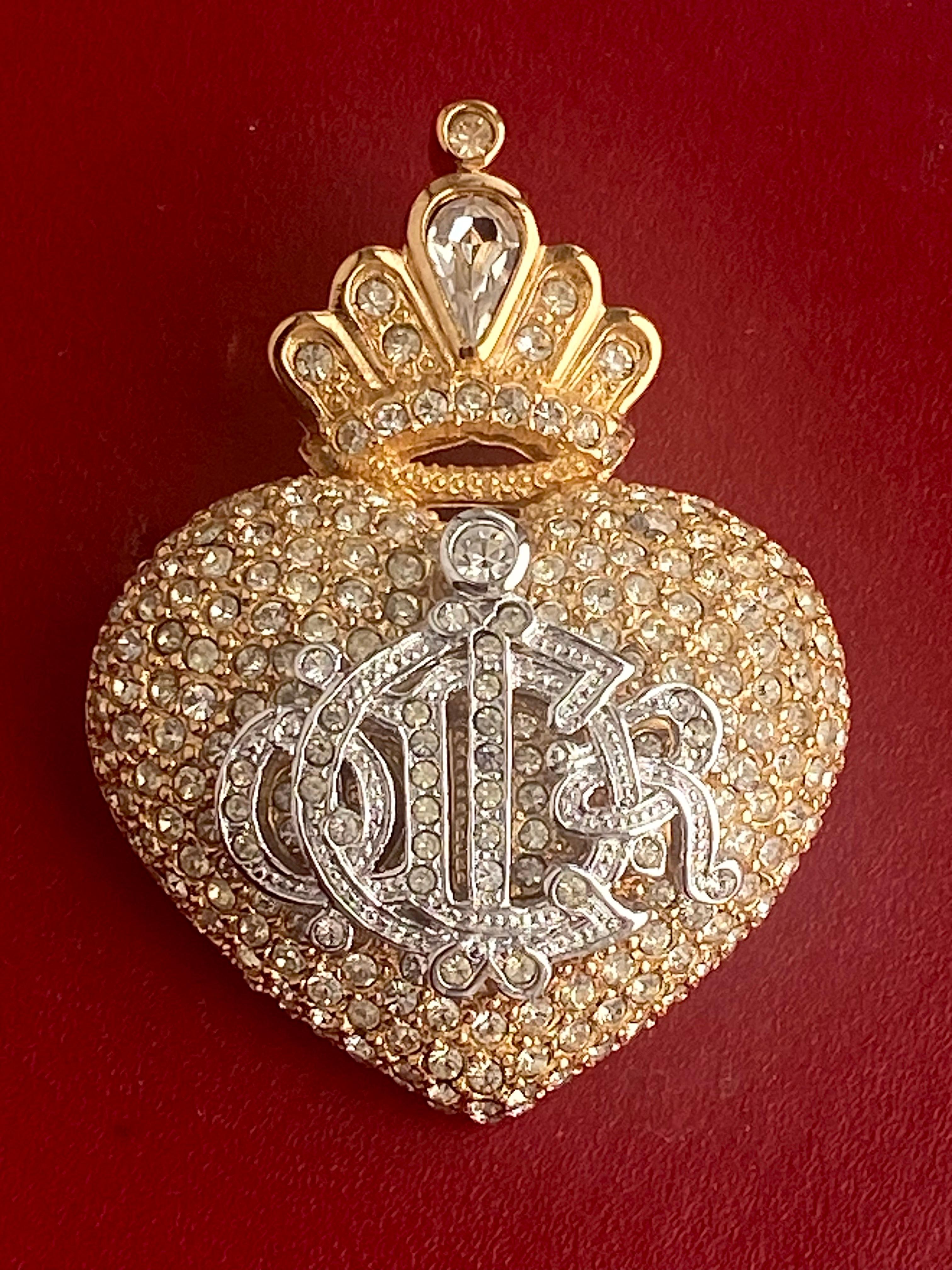 Dior Brooch Autumn 1992 Collection Rhinestone Heart Brooch by Henkel & Grosse' 9