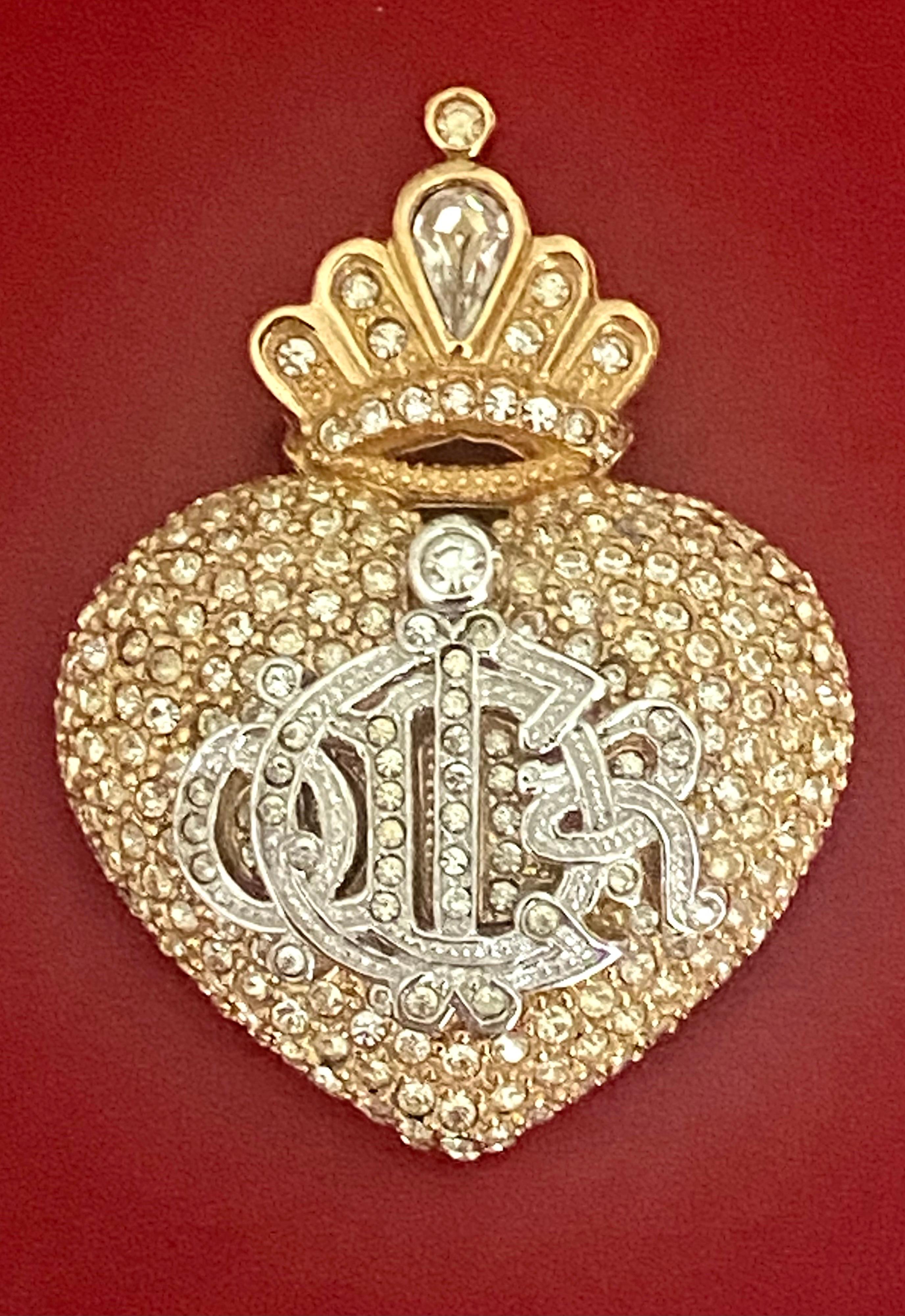 Dior Brooch Autumn 1992 Collection Rhinestone Heart Brooch by Henkel & Grosse' 10