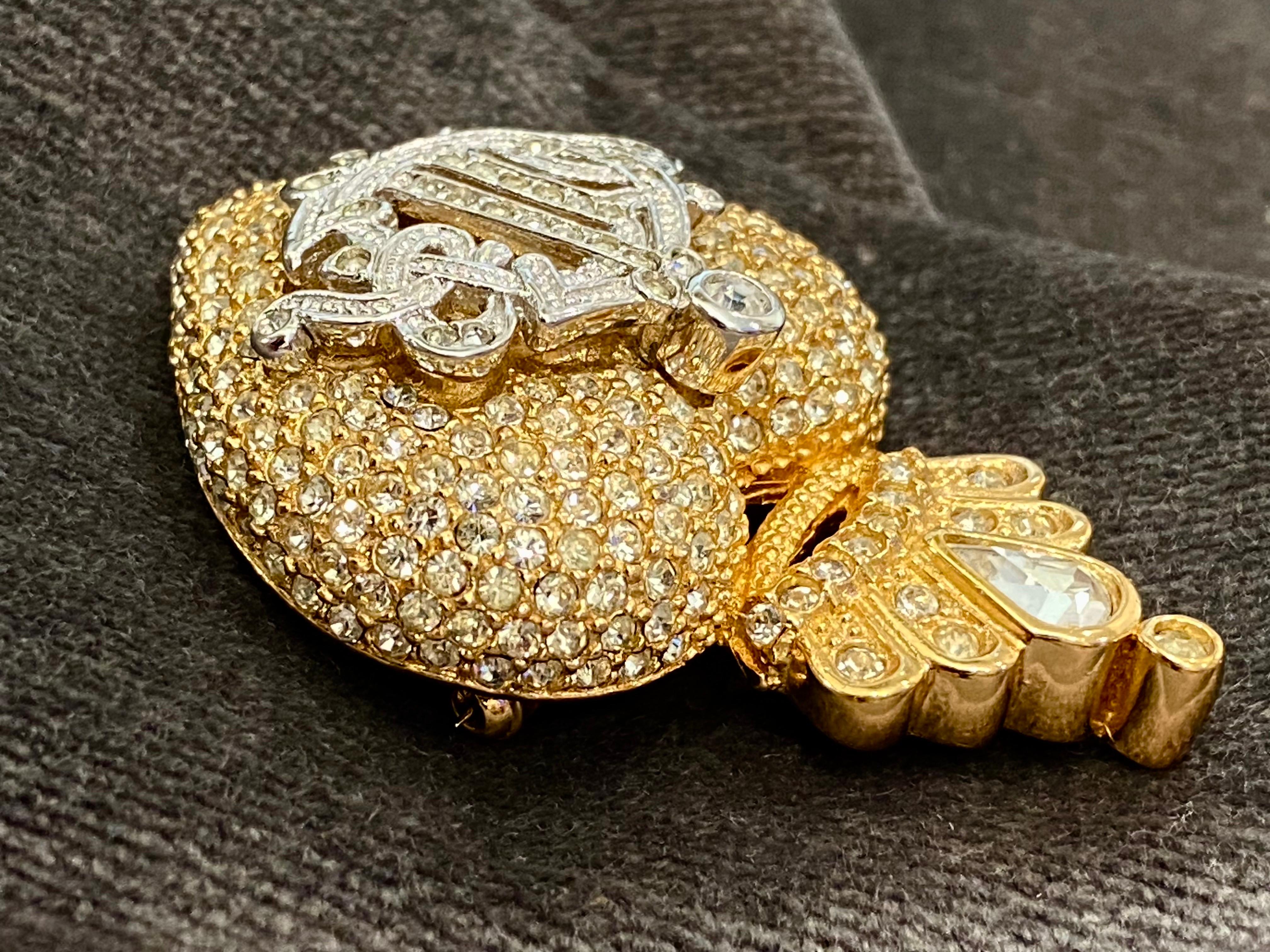 Women's or Men's Dior Brooch Autumn 1992 Collection Rhinestone Heart Brooch by Henkel & Grosse'