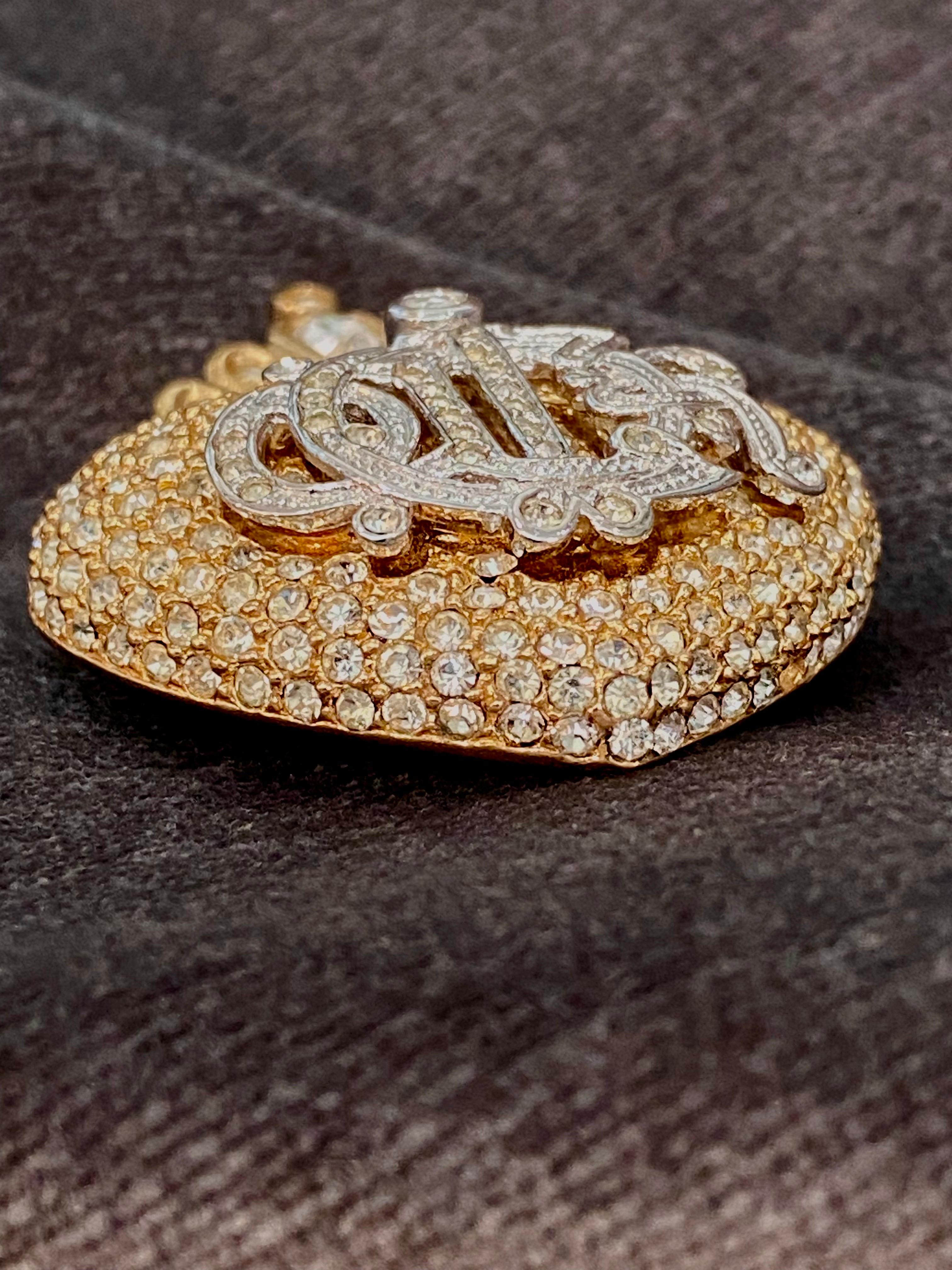 Dior Brooch Autumn 1992 Collection Rhinestone Heart Brooch by Henkel & Grosse' 3