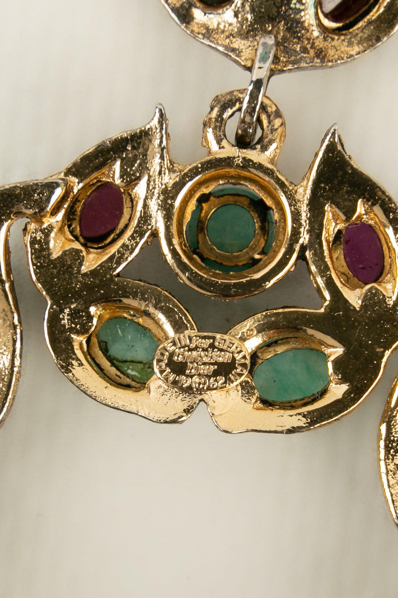 Women's Dior Brooch in Gold-Plated Metal with Cabochons in Glass Paste For Sale