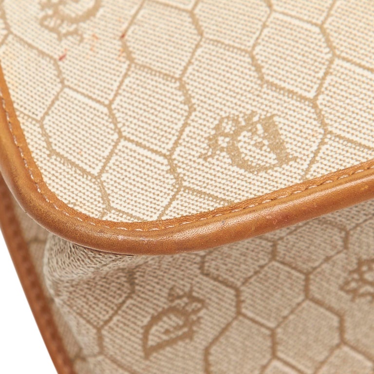 Dior Brown Beige Coated Canvas Fabric Handbag France For Sale