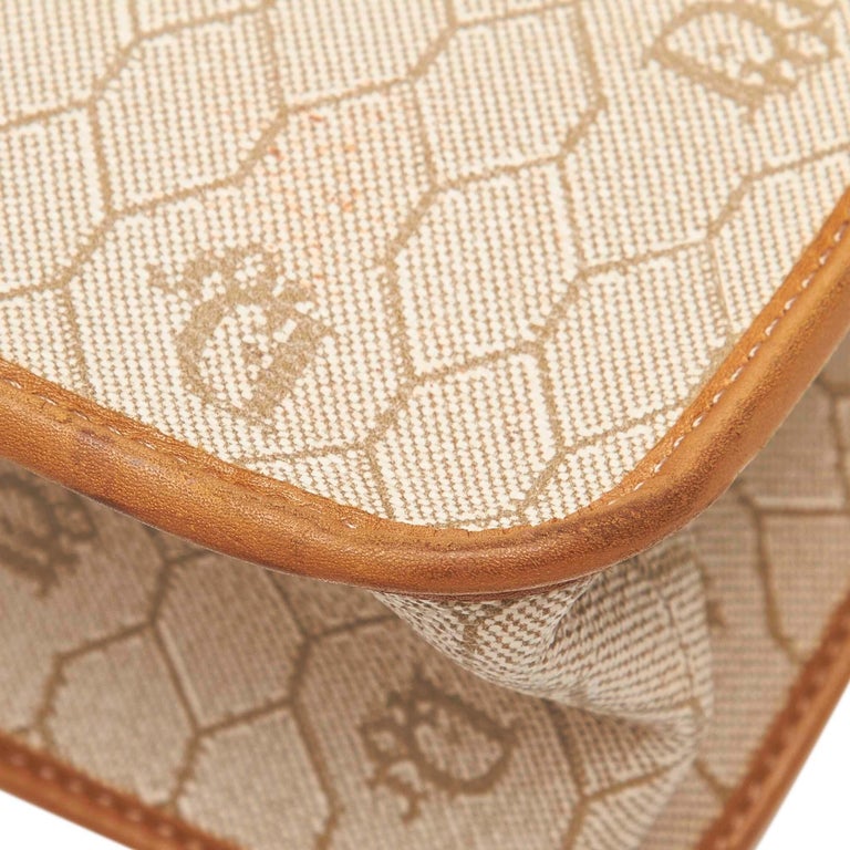 Dior Brown Beige Coated Canvas Fabric Handbag France For Sale