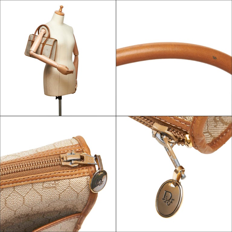 Dior Brown Beige Coated Canvas Fabric Handbag France For Sale