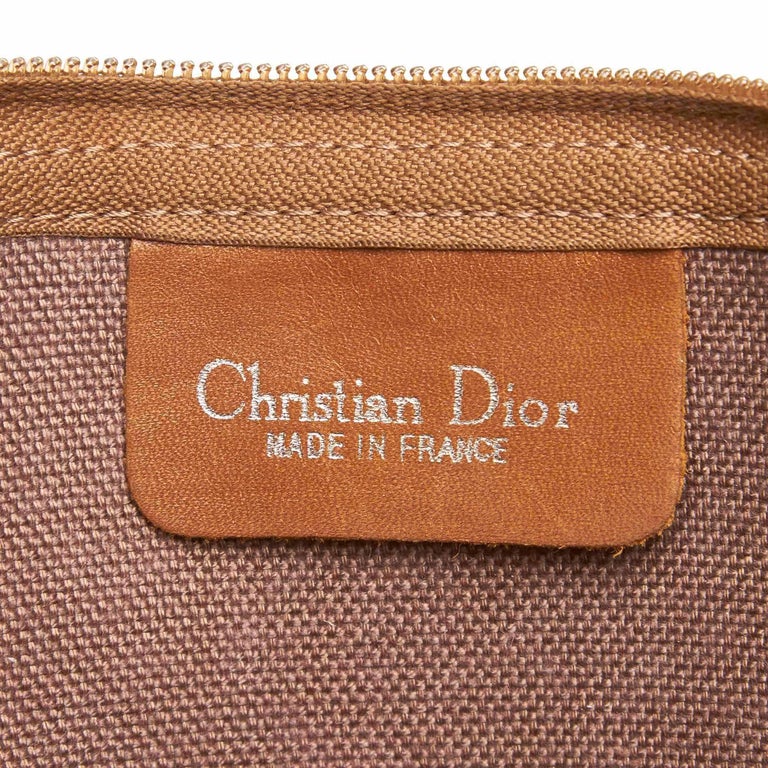 Dior Brown Beige Coated Canvas Fabric Handbag France For Sale
