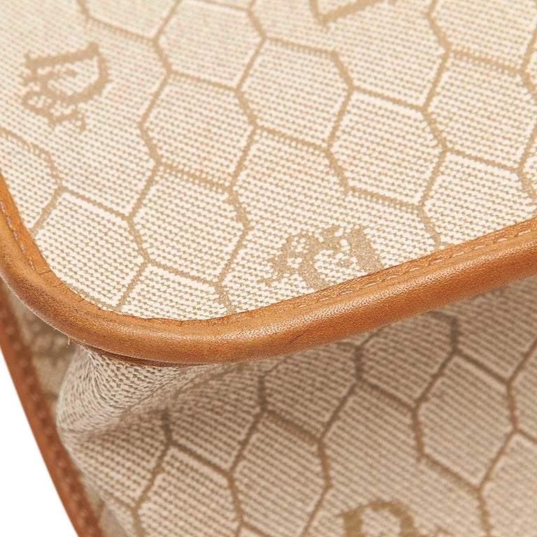 Dior Brown Beige Coated Canvas Fabric Handbag France For Sale