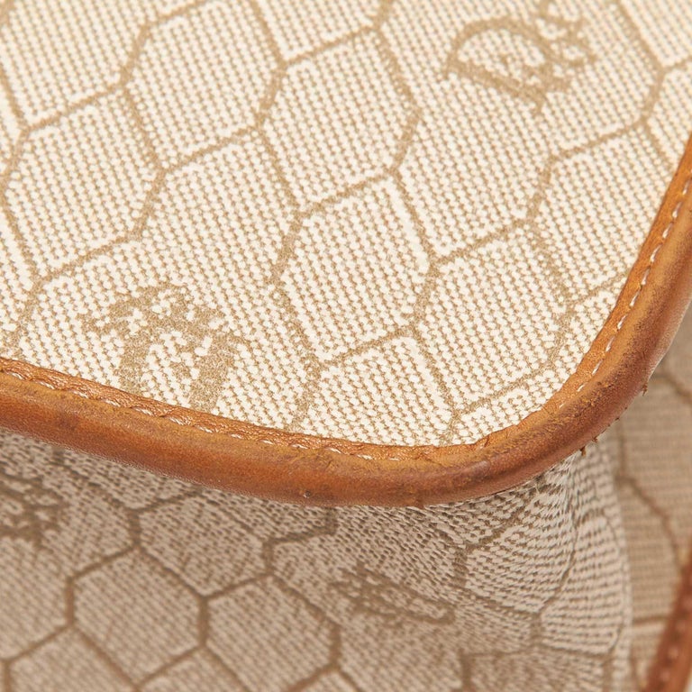 Dior Brown Beige Coated Canvas Fabric Handbag France For Sale