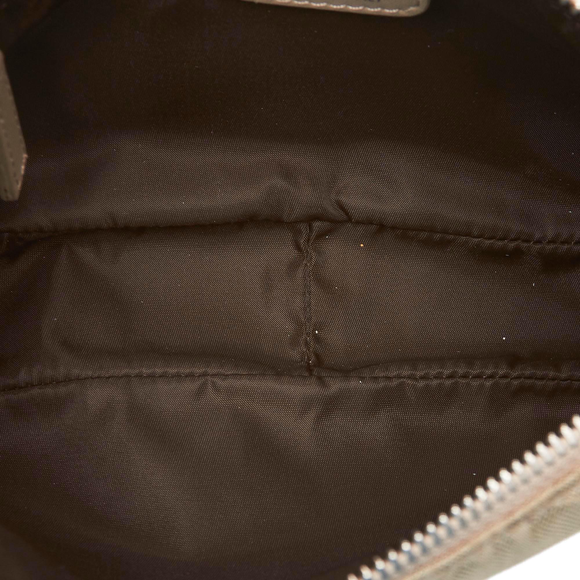 Dior Brown Beige Nylon Fabric Oblique Lovely Baguette Italy w/ Dust Bag 1