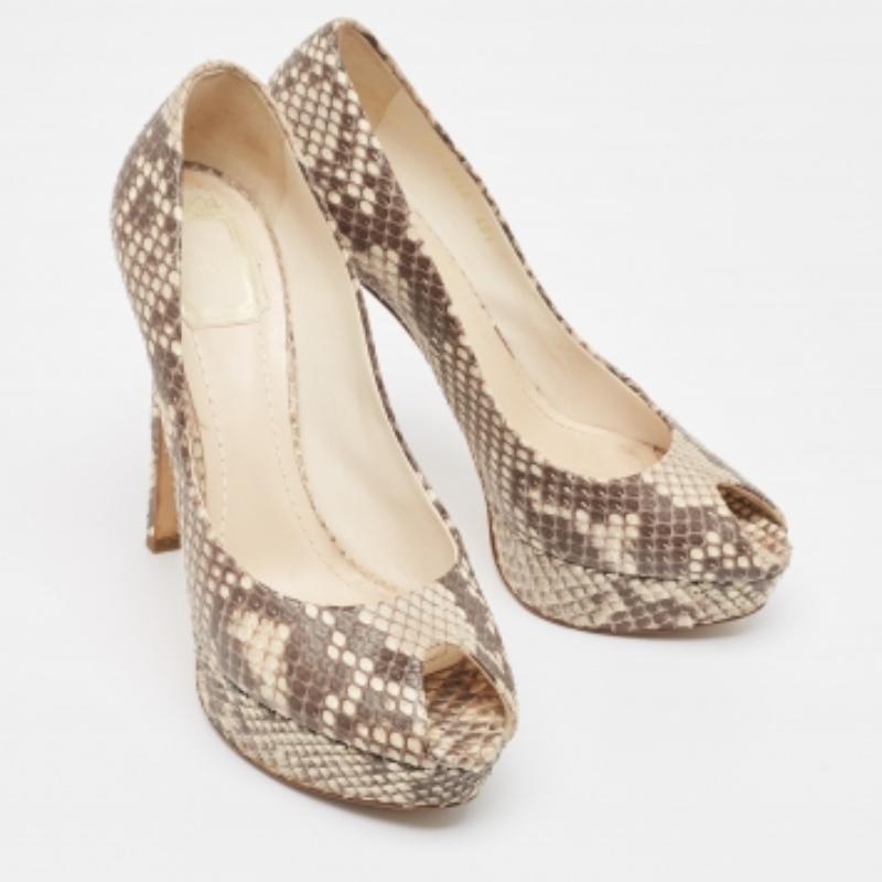 Dior Braun/Beige Python Miss Dior Pumps Größe 40.5 Damen im Angebot