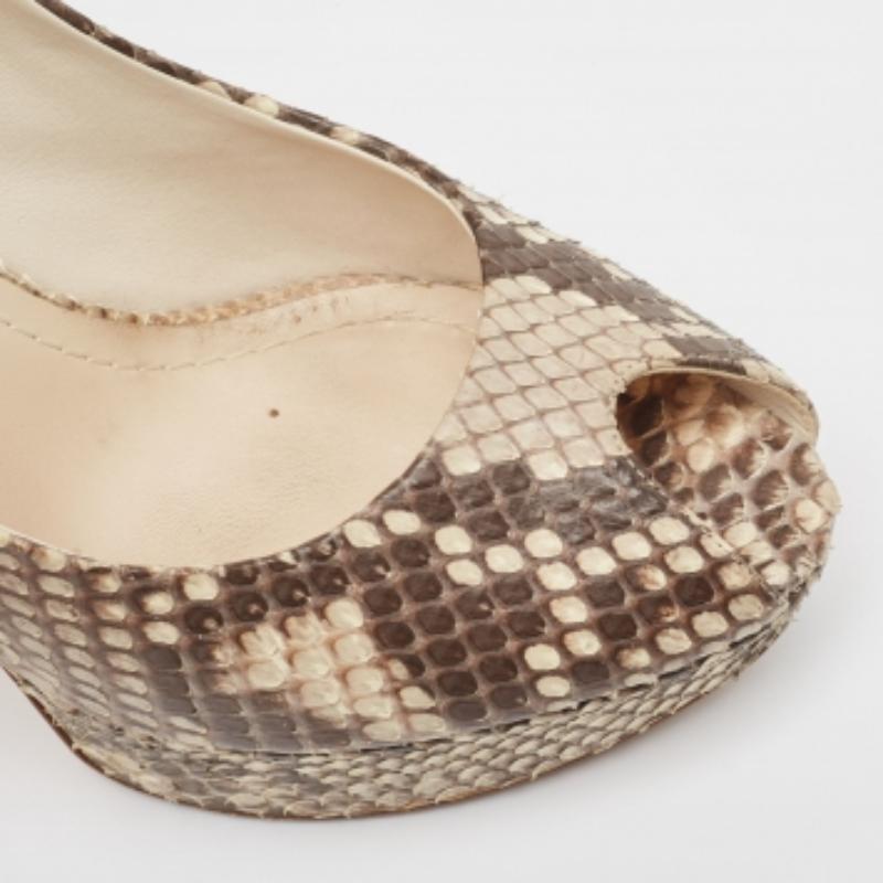Dior Braun/Beige Python Miss Dior Pumps Größe 40.5 im Angebot 1