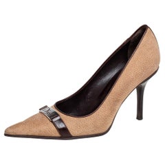 Dior Brown/Beige Suede and Leather Pointed Toe Pumps Size 37