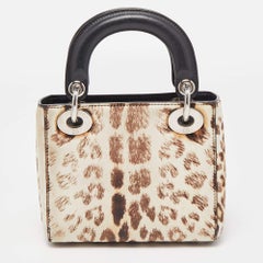 Dior Brown/Black Leopard Print Calfhair and Leather Mini Lady Dior Tote