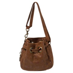 Dior Brown Cannage Leather Drawstring Tote