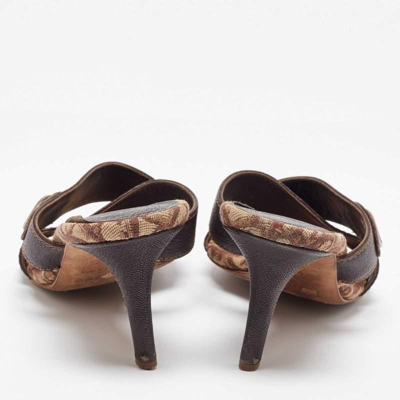Dior Brown Canvas and Leather Slide Sandals 40.5 1
