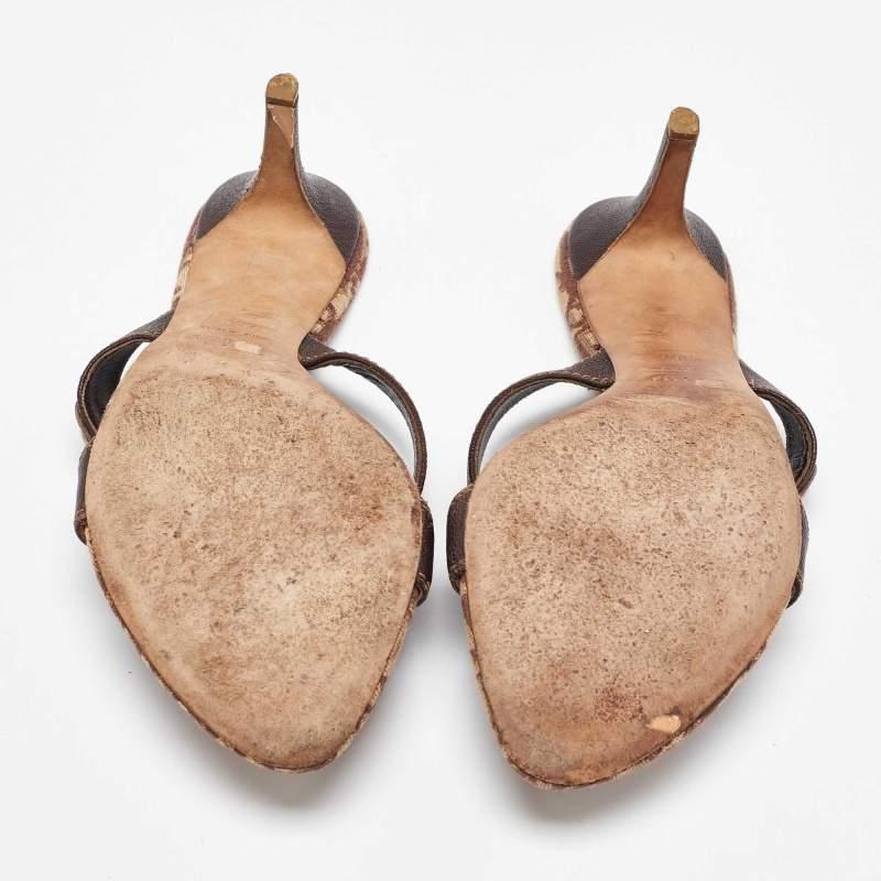 Dior Brown Canvas and Leather Slide Sandals 40.5 2