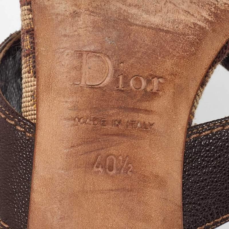 Dior Brown Canvas and Leather Slide Sandals 40.5 3