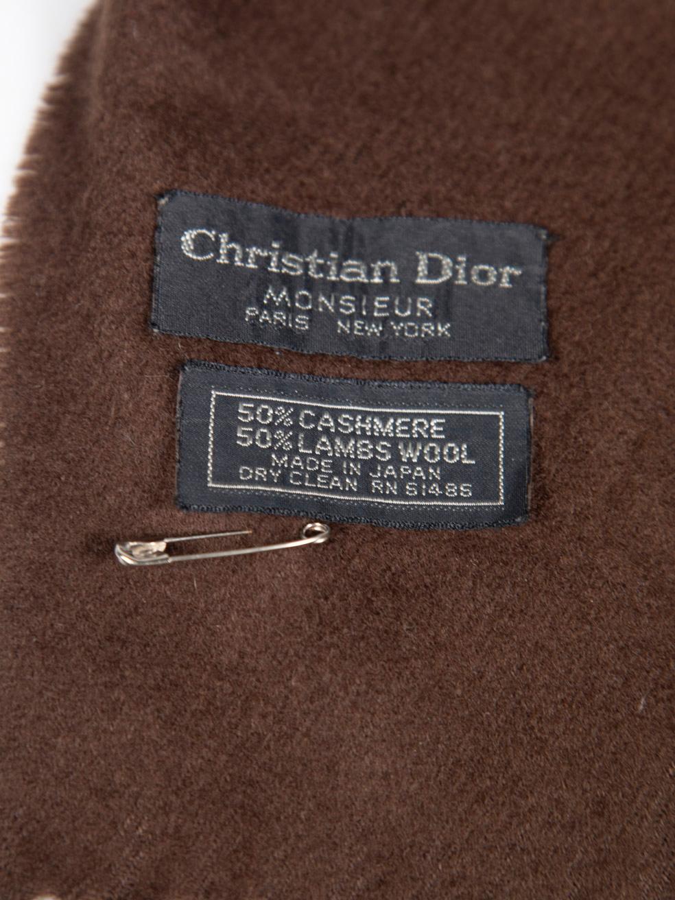Dior Brown Cashmere Tassel Fringe Scarf For Sale 6