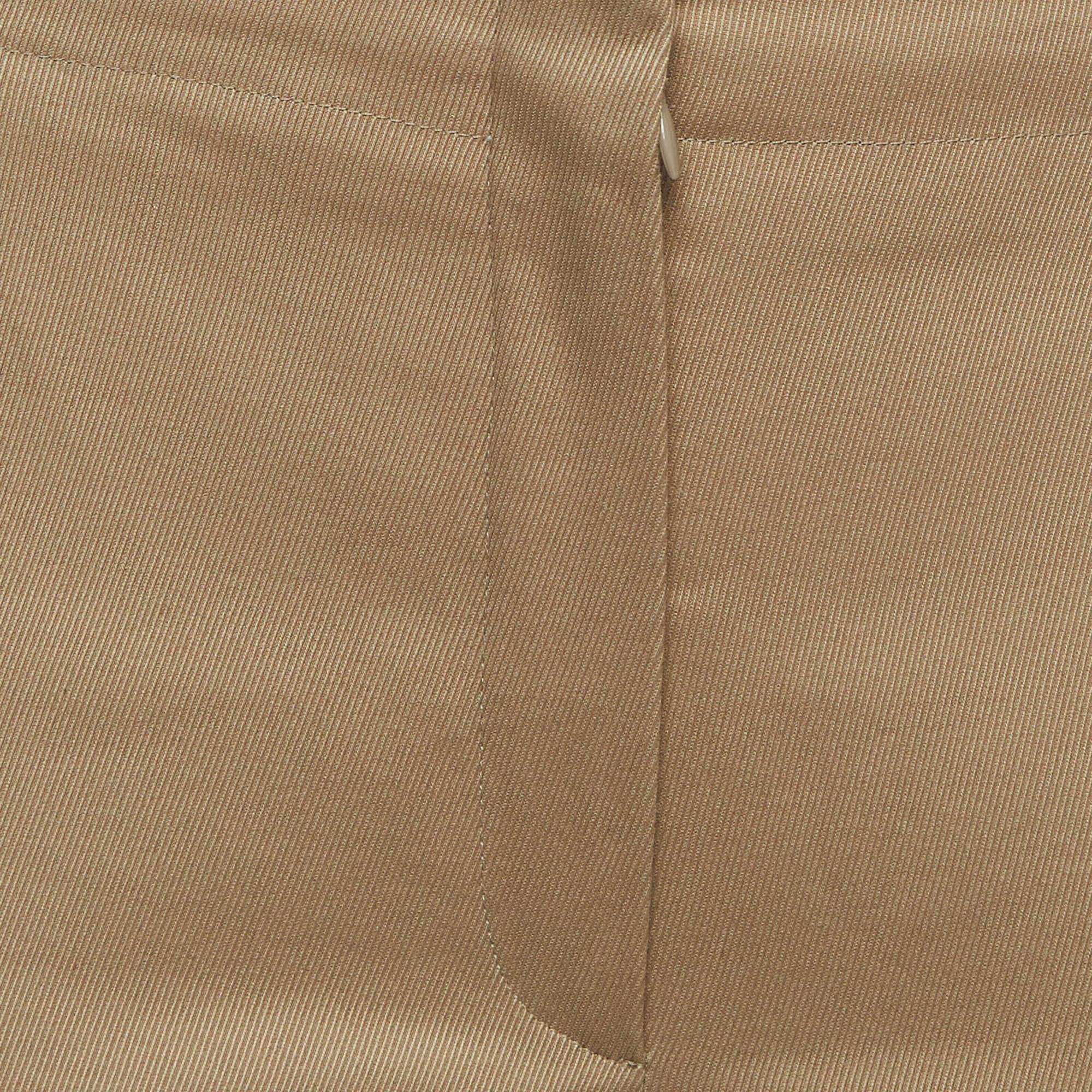 Dior Brown Cotton Twill Fitted Trousers S In Excellent Condition In Dubai, Al Qouz 2