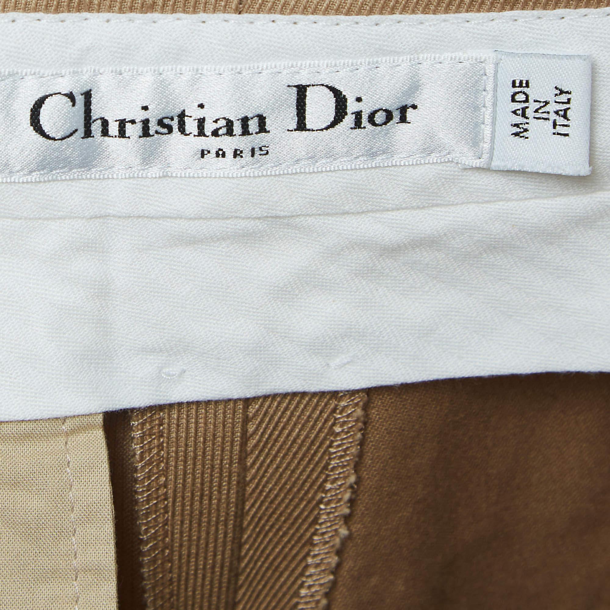 Dior Brown Cotton Twill Fitted Trousers S 1
