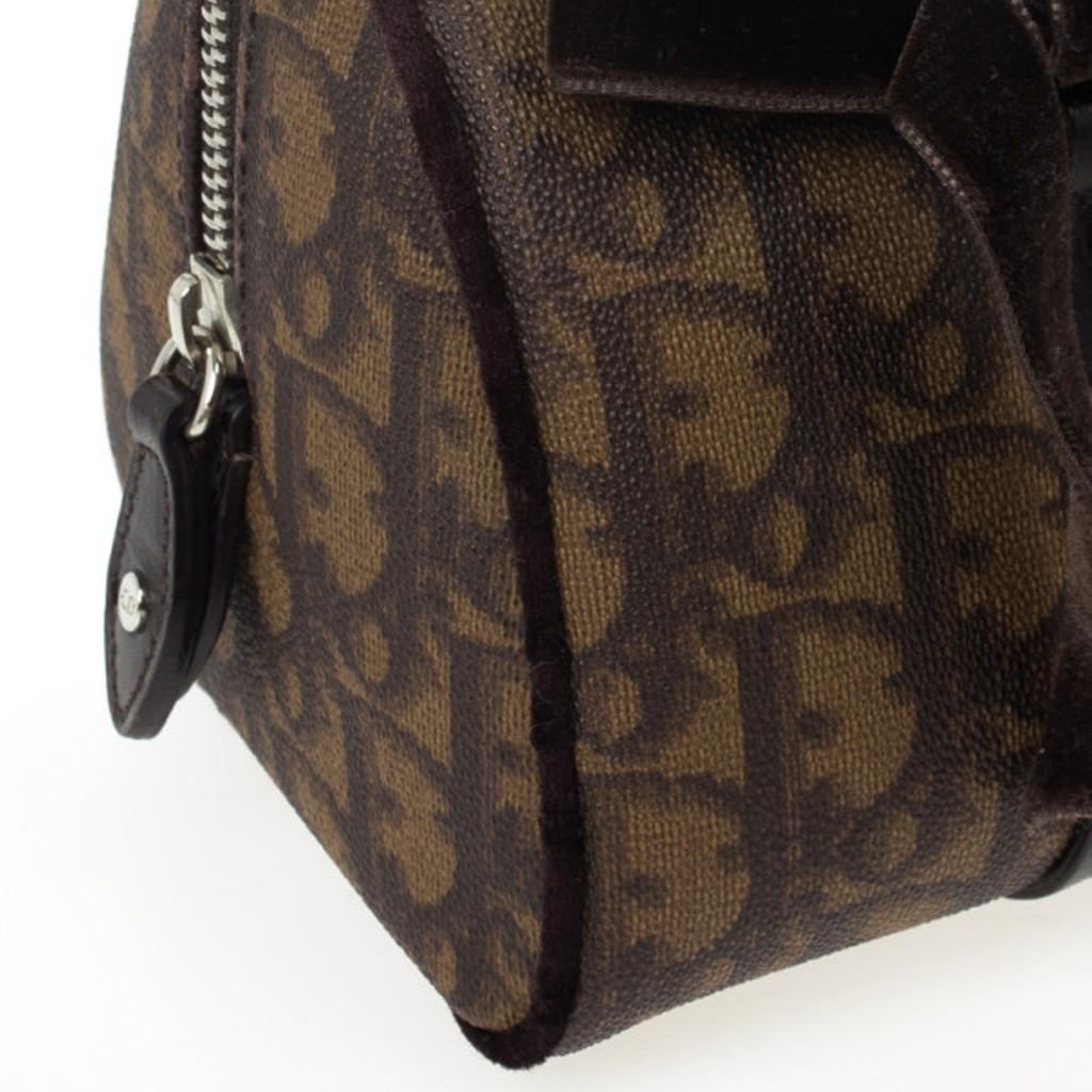 Dior Braun Diorissimo Beschichtetes Segeltuch Trotter Romantique Satchel 5