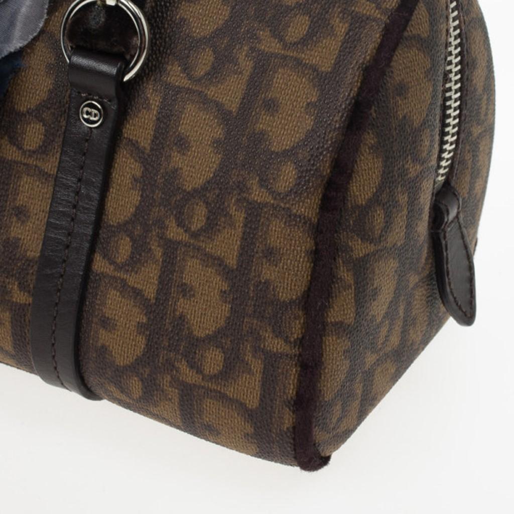 Dior Braun Diorissimo Beschichtetes Segeltuch Trotter Romantique Satchel 6