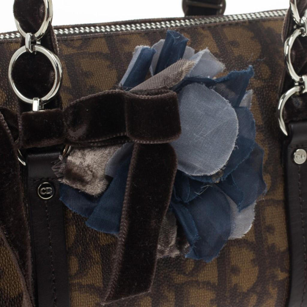 Dior Braun Diorissimo Beschichtetes Segeltuch Trotter Romantique Satchel 7