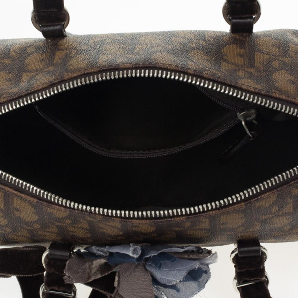 Dior Braun Diorissimo Beschichtetes Segeltuch Trotter Romantique Satchel 8