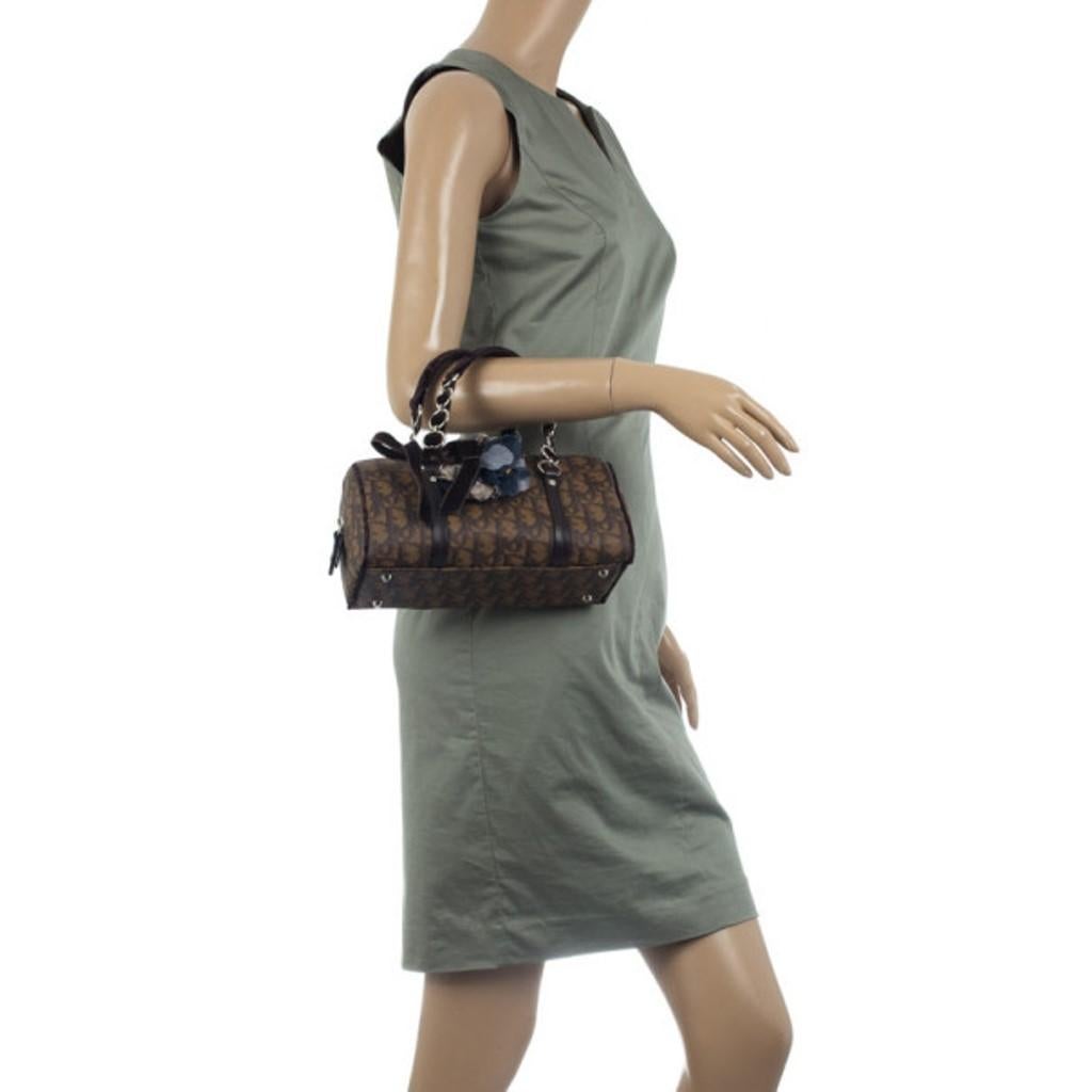 Dior Braun Diorissimo Beschichtetes Segeltuch Trotter Romantique Satchel (Schwarz)