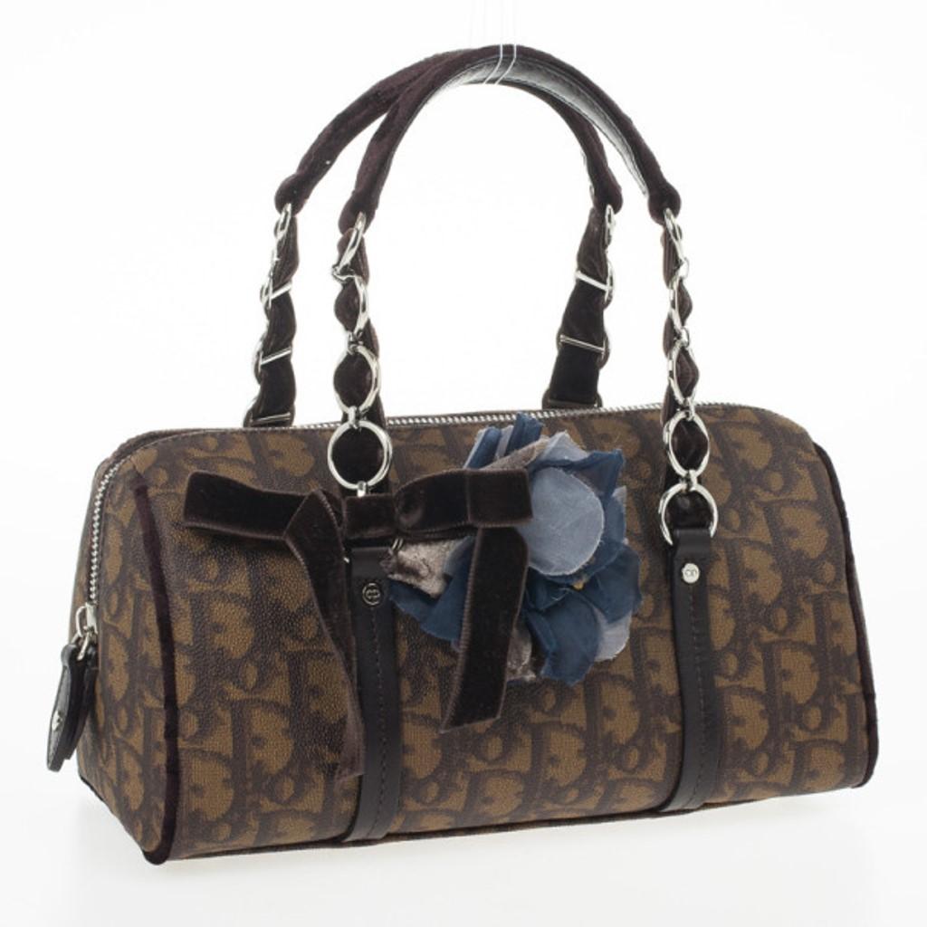 Dior Braun Diorissimo Beschichtetes Segeltuch Trotter Romantique Satchel im Zustand „Gut“ in Dubai, Al Qouz 2