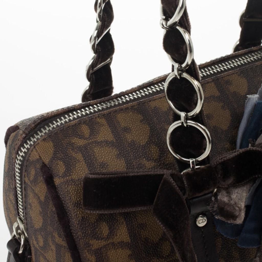 Dior Braun Diorissimo Beschichtetes Segeltuch Trotter Romantique Satchel 1