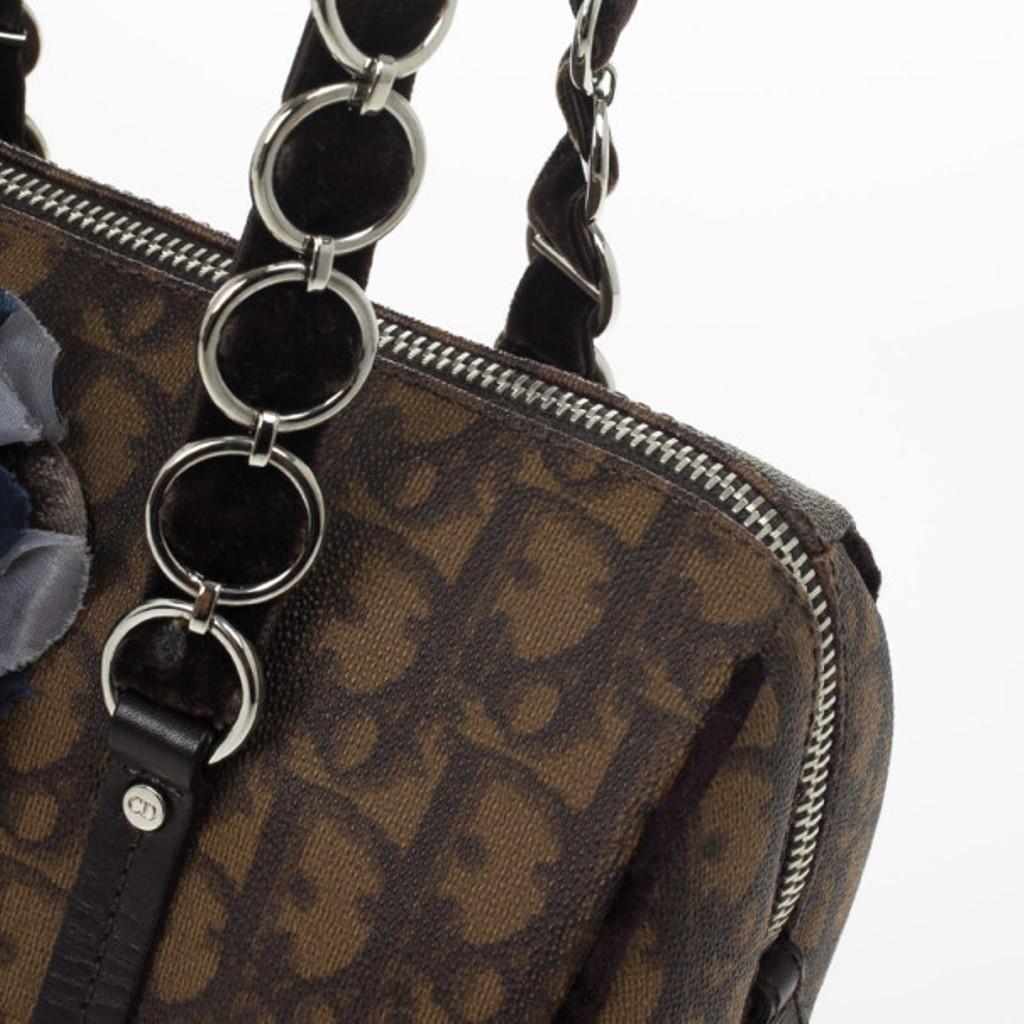 Dior Braun Diorissimo Beschichtetes Segeltuch Trotter Romantique Satchel 2