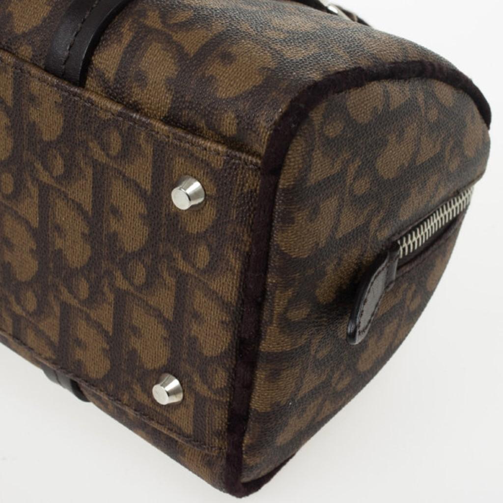 Dior Braun Diorissimo Beschichtetes Segeltuch Trotter Romantique Satchel 3