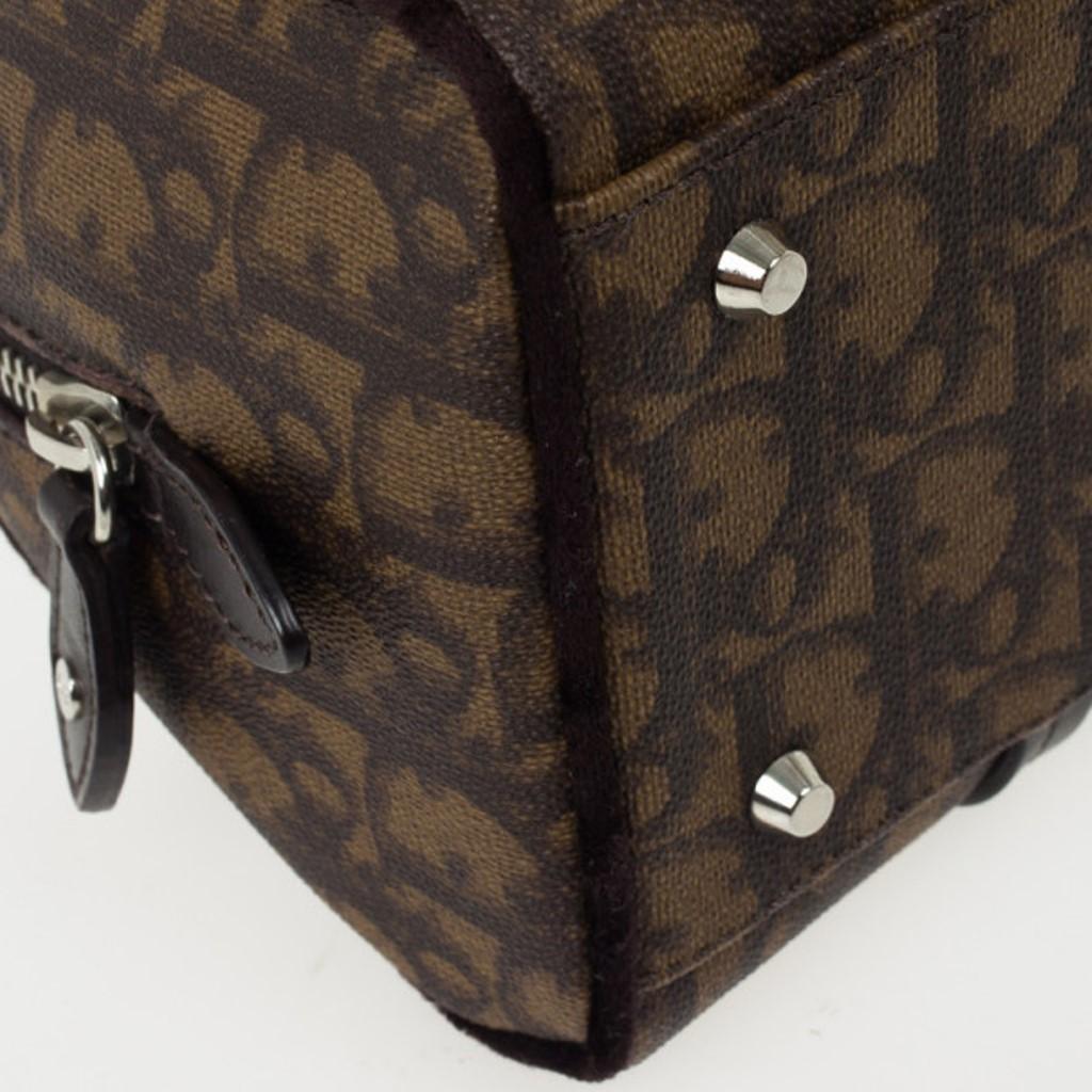 Dior Braun Diorissimo Beschichtetes Segeltuch Trotter Romantique Satchel 4