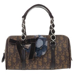 Dior Brown Diorissimo Coated Canvas Trotter Romantique Satchel