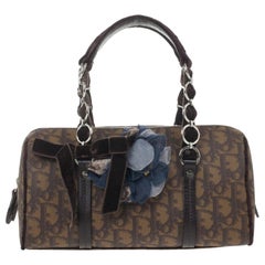 Dior Brown Diorissimo Coated Canvas Trotter Romantique Satchel