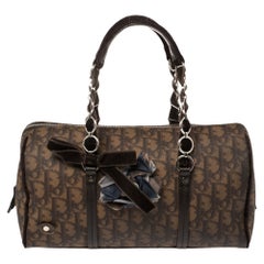 Dior Brown Diorissimo Coated Canvas Trotter Romantique Satchel