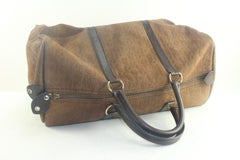 Dior Brown Embossed Nubuck Suede Trotter Duffle Bag 3DD918K