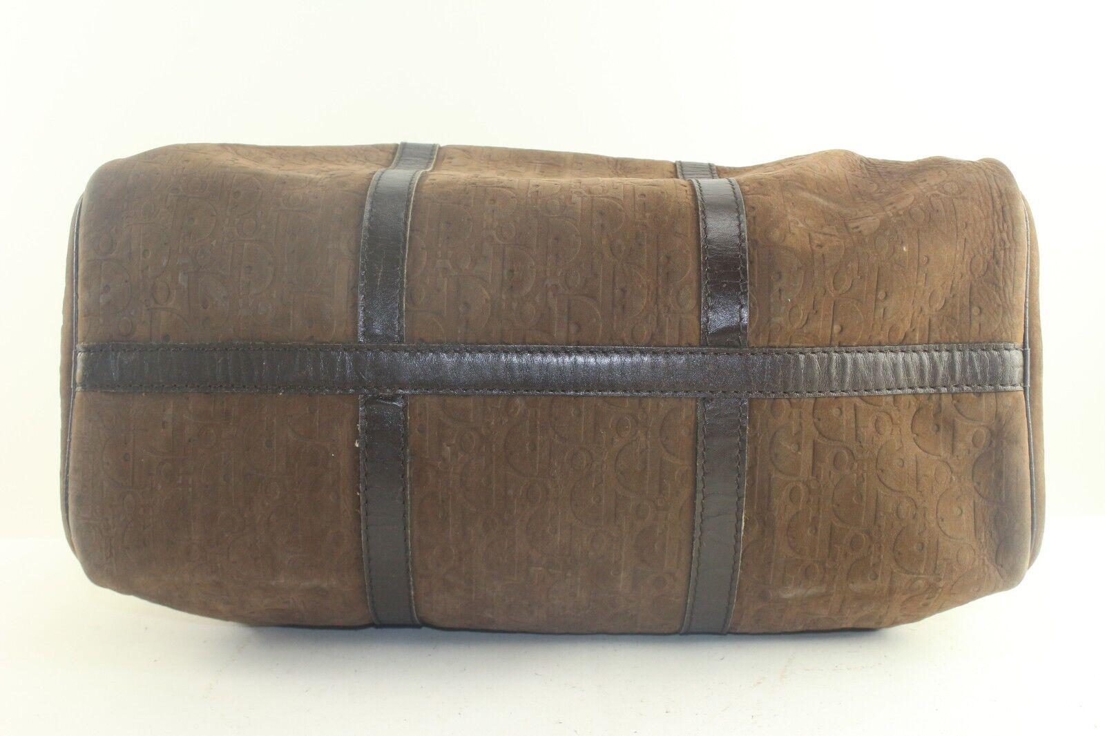 Dior Brown Embossed Nubuck Suede Trotter Duffle Bag 3DD918K For Sale 1