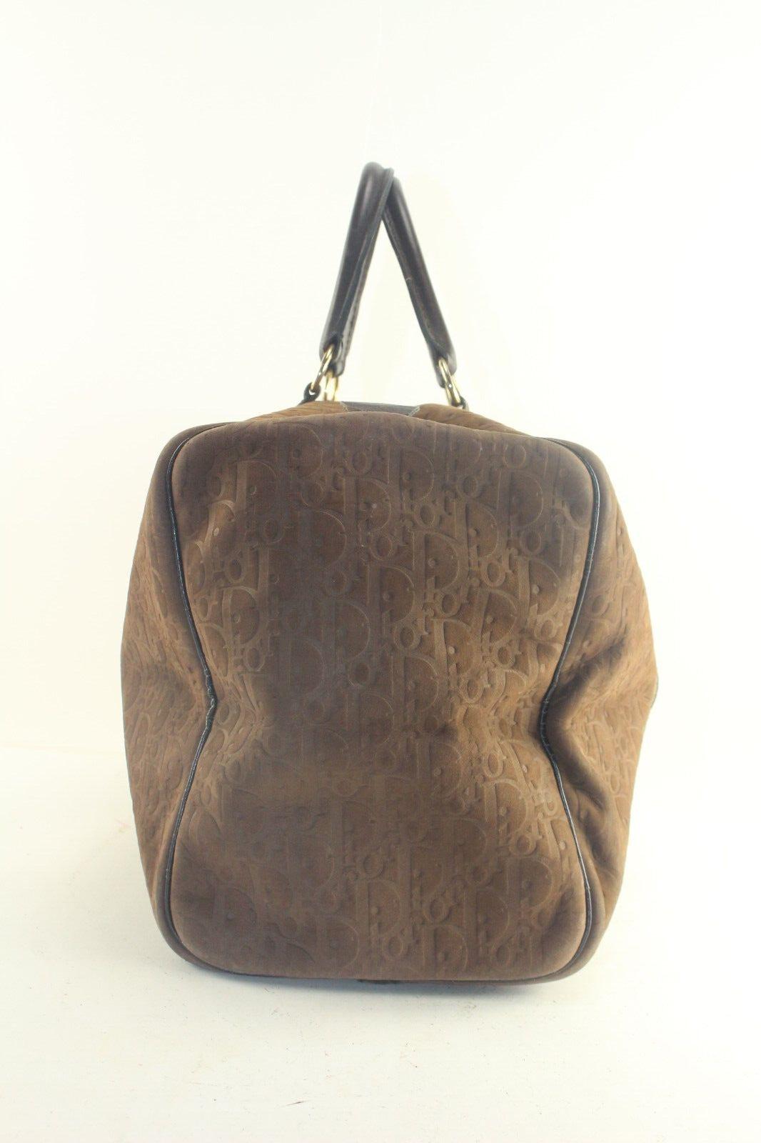 Dior Brown Embossed Nubuck Suede Trotter Duffle Bag 3DD918K For Sale 5