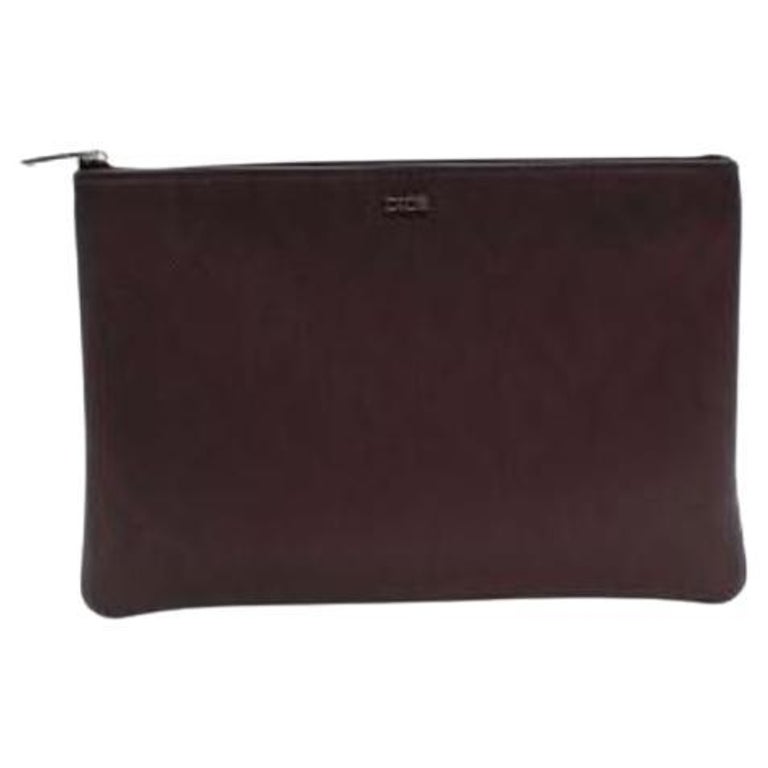 Dior Brown Geometric Print Leather Pouch For Sale at 1stDibs