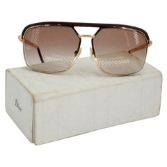 Gafas de sol polarizadas Dior marrón degradado montura metálica dorada Piloto unisex
